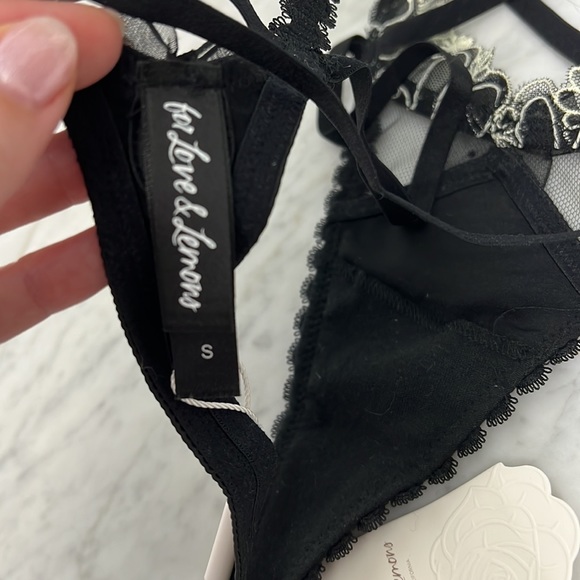 For Love and Lemons Black Thong Floral Sz Small - Picture 5 of 5